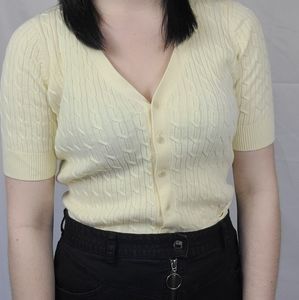 Light yellow knit button up tshirt